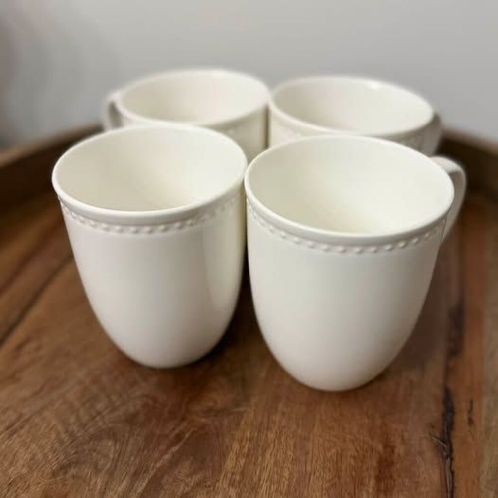 Studio TU "Otella" fine bone china white mugs - Set of 4